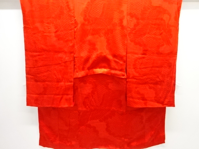 アンティーク　紋錦紗 雲に鶴模様織り出し長襦袢